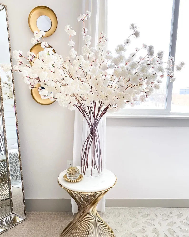 Faux Light Dusty Pink Silk Cherry Blossom (Pack of 3 Stems), Artificial Spring Cherry Blossom Stem, Spring Flowers, DIY Flowers